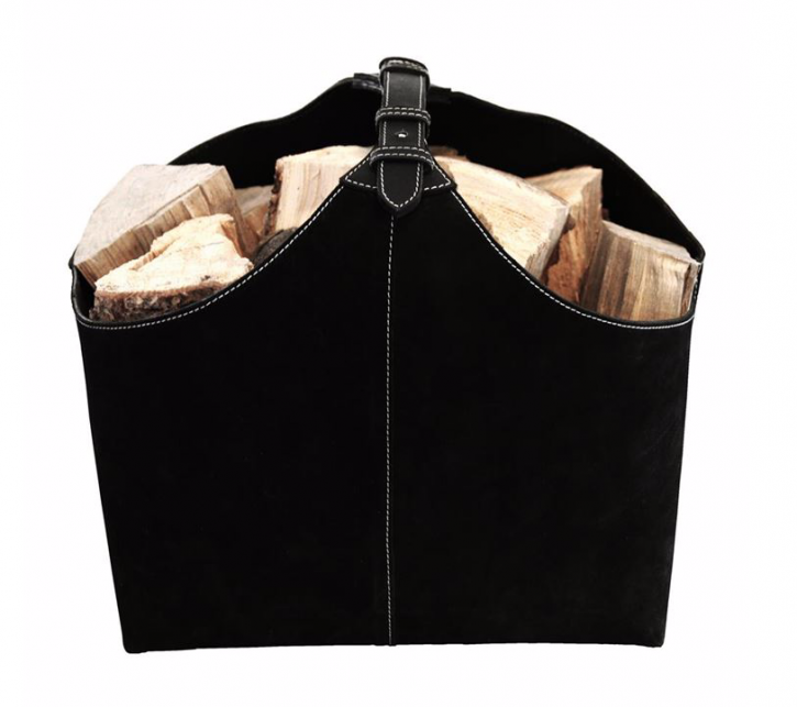 Zeitungskorb Leder schwarz