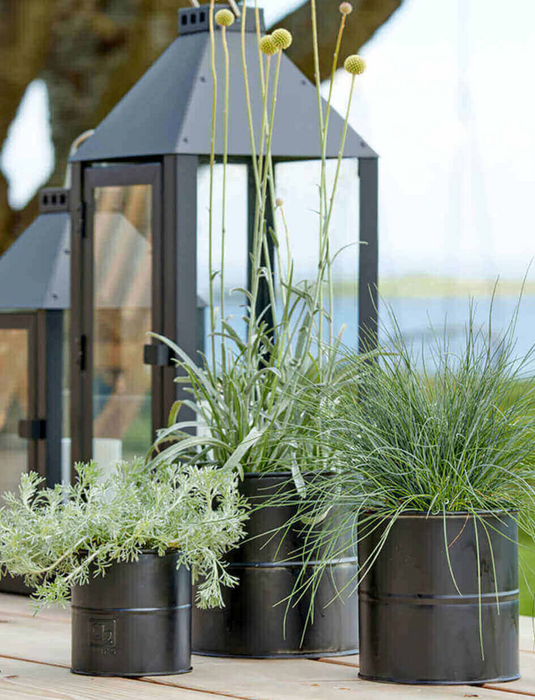 Black flower pot rund 3er Set