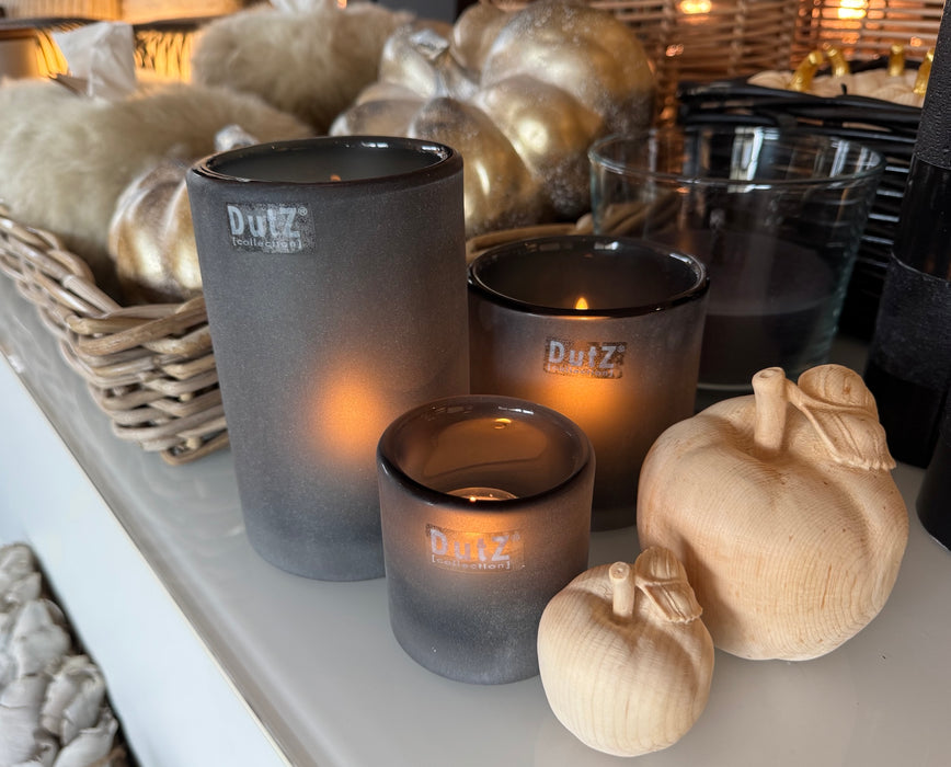 NEU Kerzenglas Grey matt
